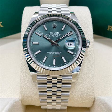 rolex datejust 41 mint green fluted